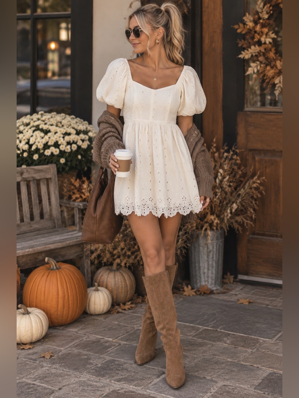 NWT Saltwater Luxe White Eyelet Puff Sleeve Mini Dress Size Small